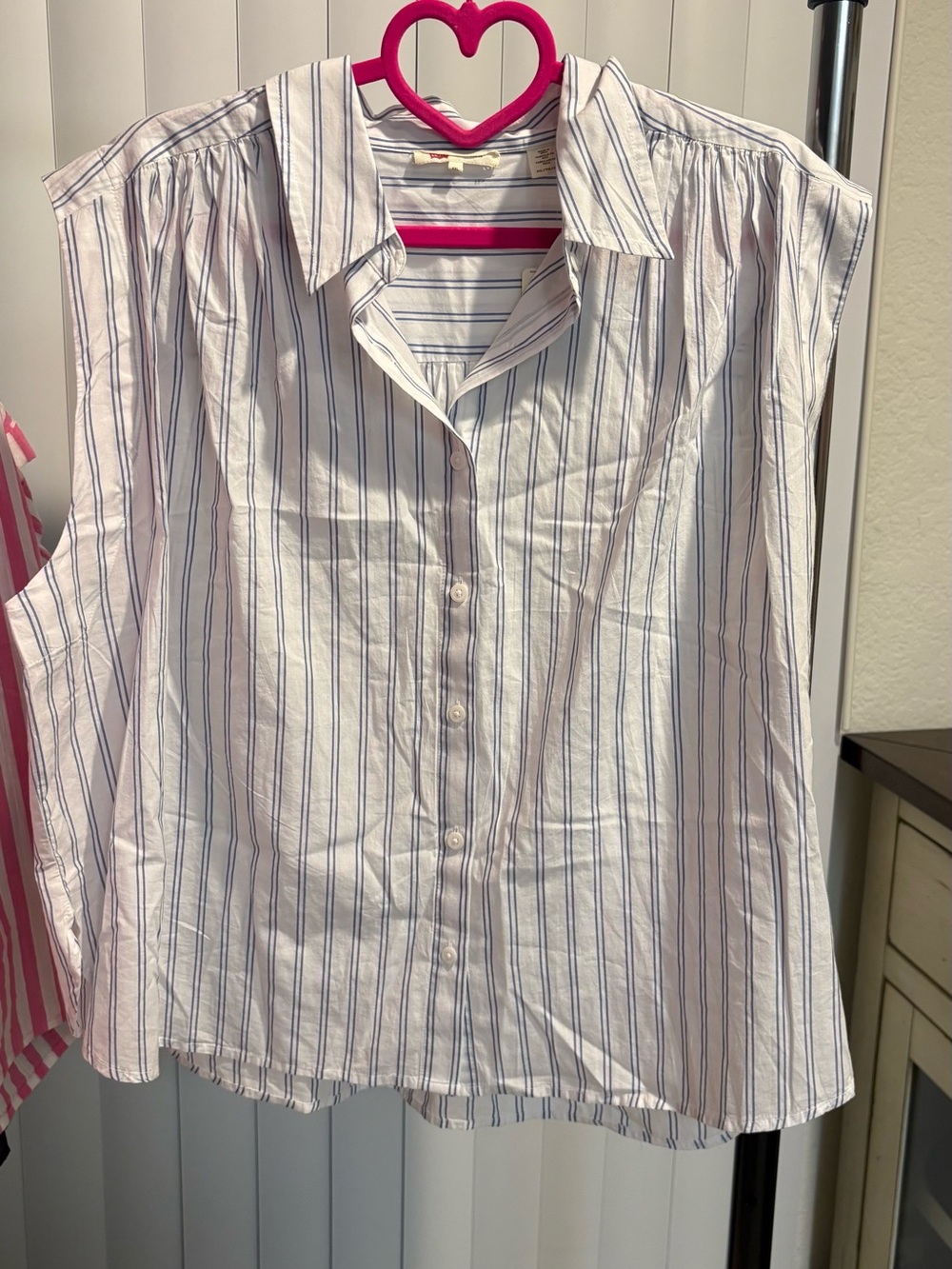 Levi's White Button-Down Shirt with Blue Stripes